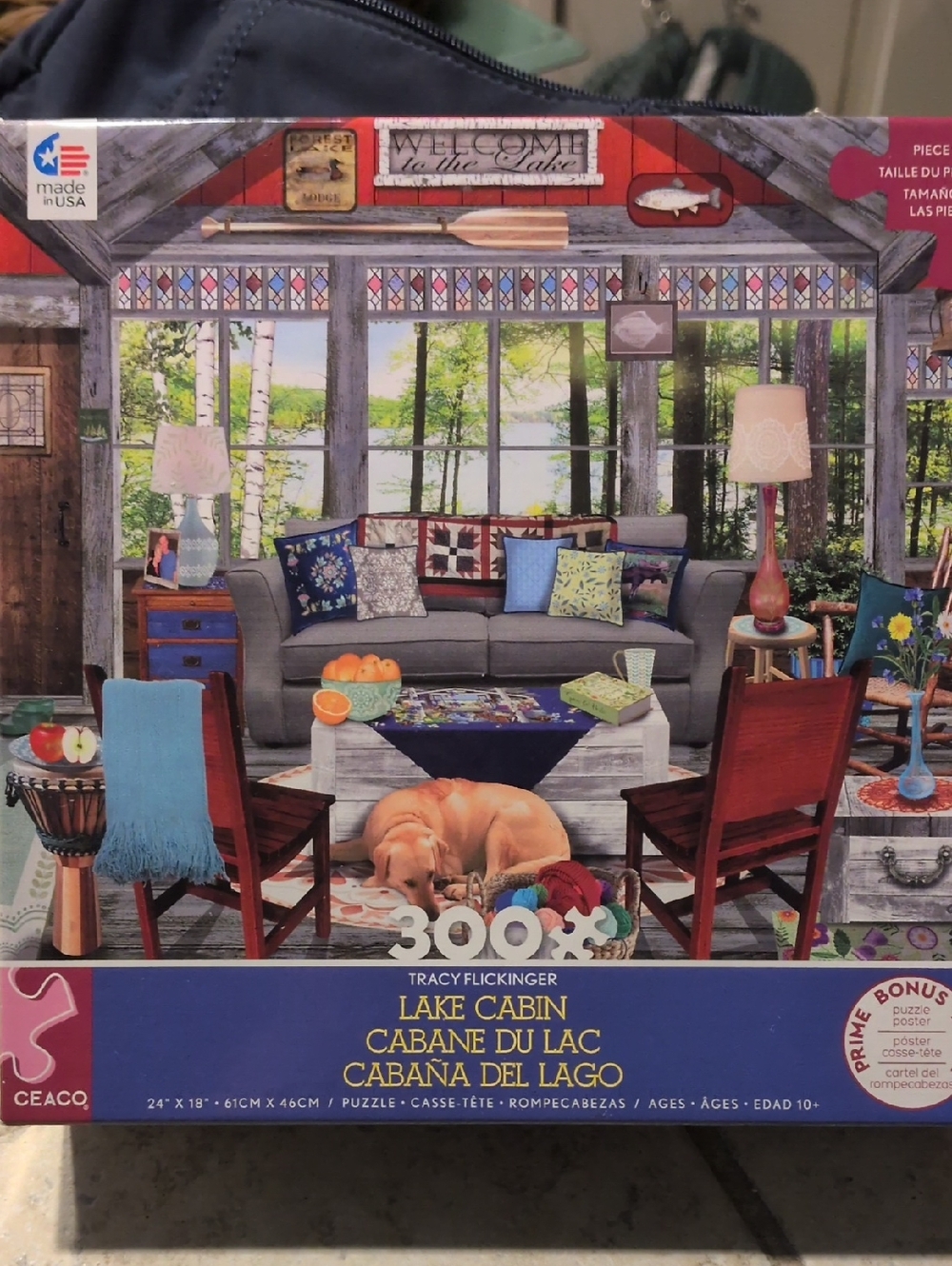 CEACO Cozy Lake Cabin Living Room Jigsaw Puzzle - 300 Pieces